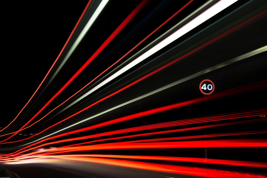 Long-exposure light trails at night
